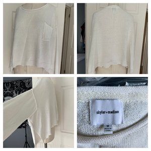 Skylar + Madison off white oversized cropped sweater Med